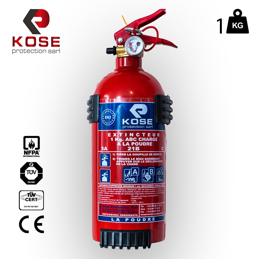 Extincteur ABC CHARGER A LA POUDRE 1KG