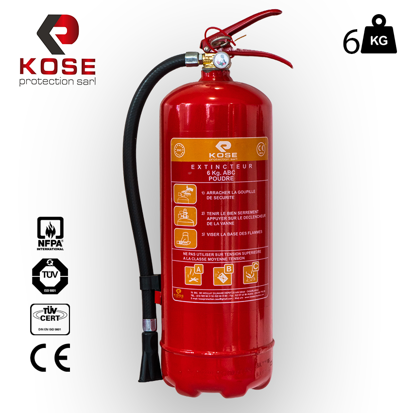 Extincteur ABC CHARGER A LA POUDRE 6KG